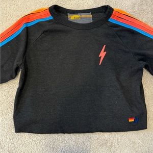 Aviator nation neon cropped crew sweatshirt